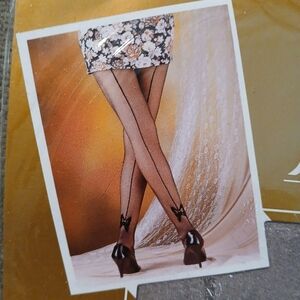 HIBALY Bow Pantyhose Flock & Rhinestone Queen Size